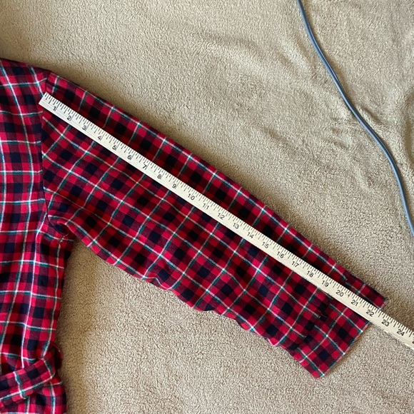 Lands' End women's red plaid flannel sherpa fleece lined long robe size XS - Picture 9 of 15